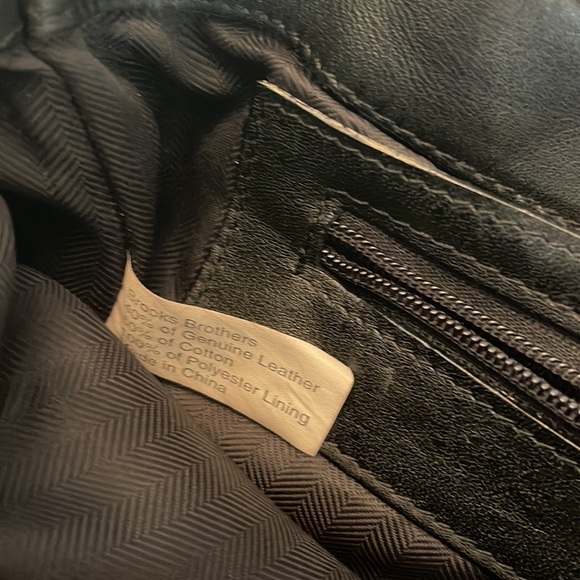 Brooks Brothers Leather/Canvas Messenger Bag Laptop Bag Black - Picture 15 of 17